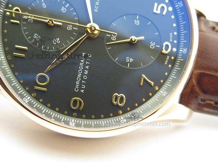 MIROTIME 0115 Portuguese IW371415 ZF 1:1 Best Edition RG Black dial On Brown Leather Strap A Modern 7286